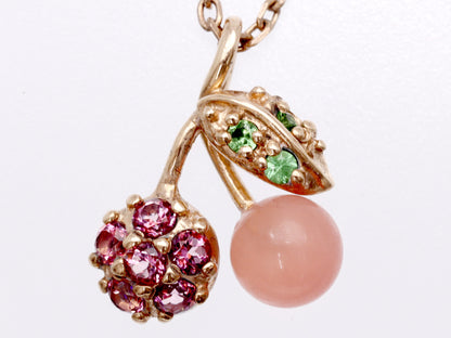Vendome Aoyama Rhodochrosite Green Garnet Pink Tourmaline K10 2.9g Necklace