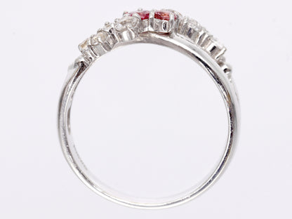 Pink Tourmaline White Topaz K18WG 2.4g Ring 