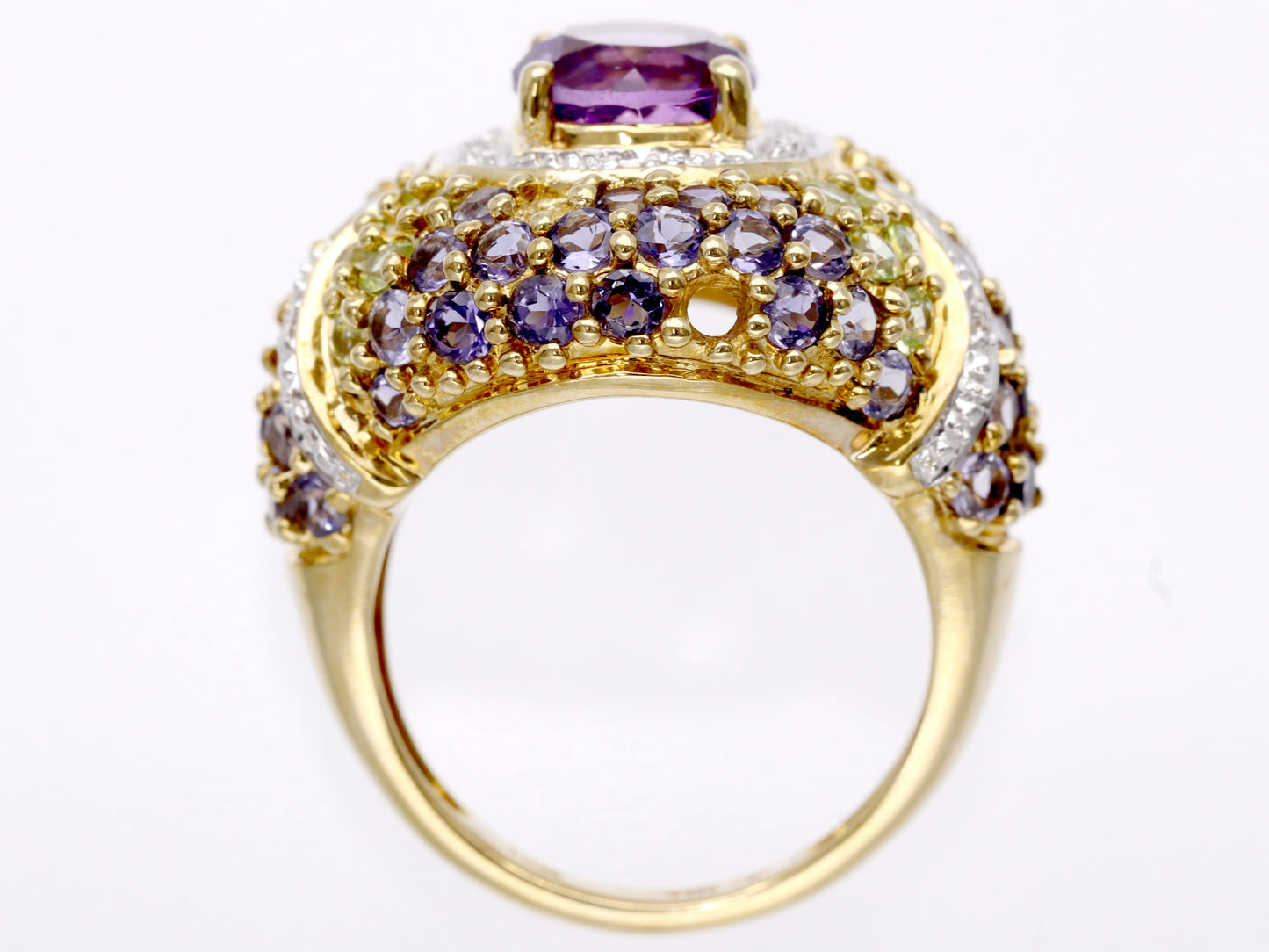 Colored Stone Amethyst Tanzanite Diamond K10 6.4g Ring 