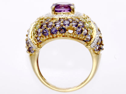 Colored Stone Amethyst Tanzanite Diamond K10 6.4g Ring 