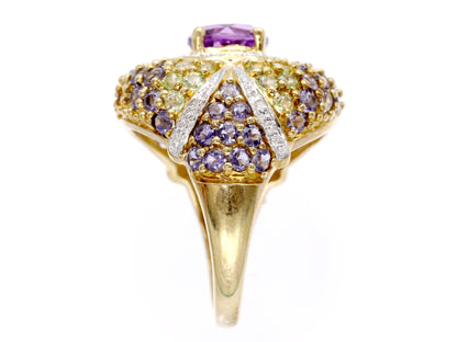 Colored Stone Amethyst Tanzanite Diamond K10 6.4g Ring 