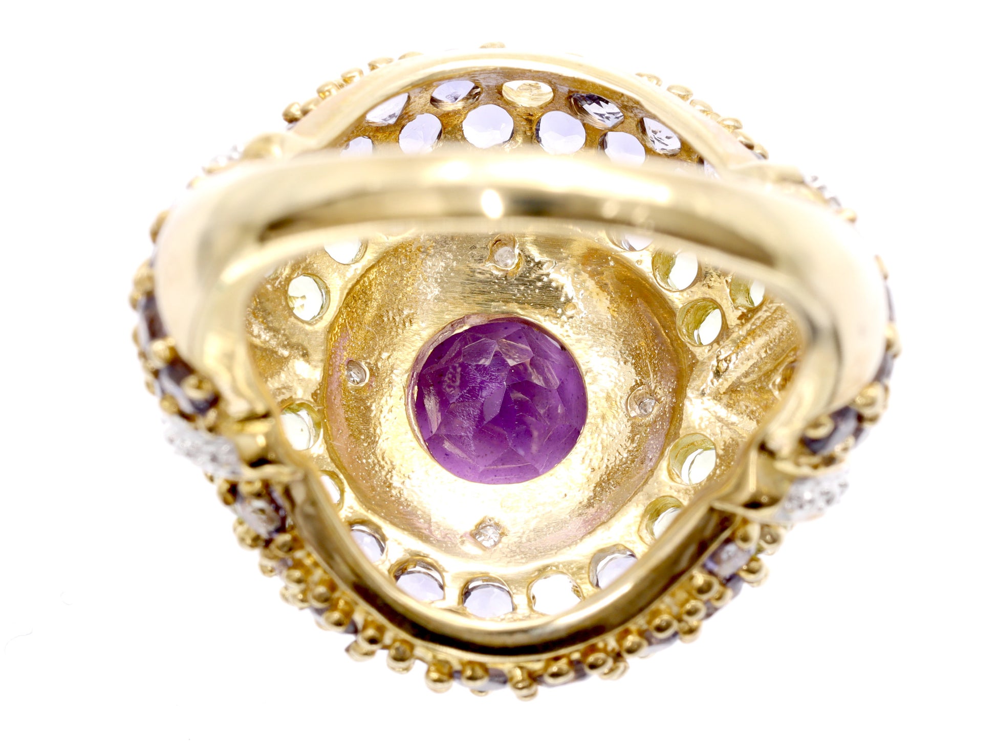 Colored Stone Amethyst Tanzanite Diamond K10 6.4g Ring 