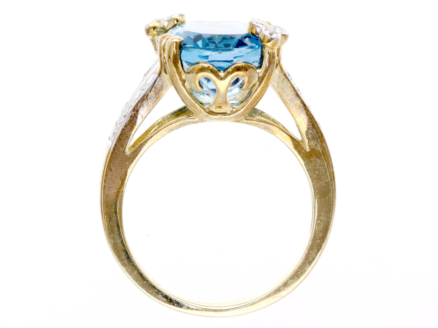 Blue Topaz Diamond K10 5.5g Ring 