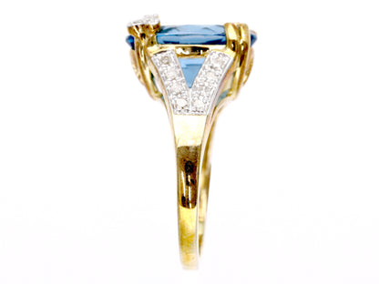 Blue Topaz Diamond K10 5.5g Ring 