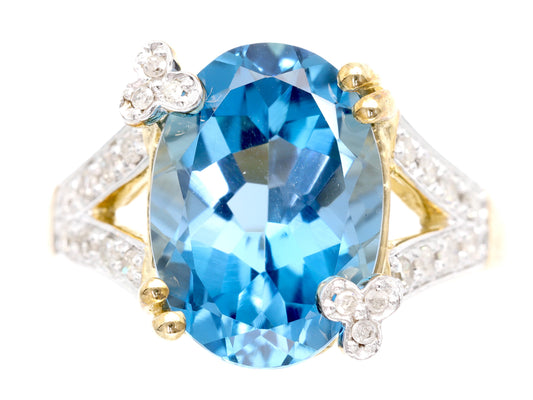Blue Topaz and Diamond K10 5.5g Ring 