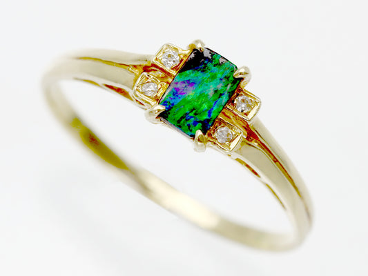Boulder Opal Diamond K18 1.3g Ring 