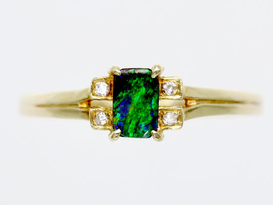 Boulder Opal Diamond K18 1.3g Ring 