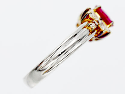 R0.34ct D0.63ct Pt900/K18 5.0g Ring 