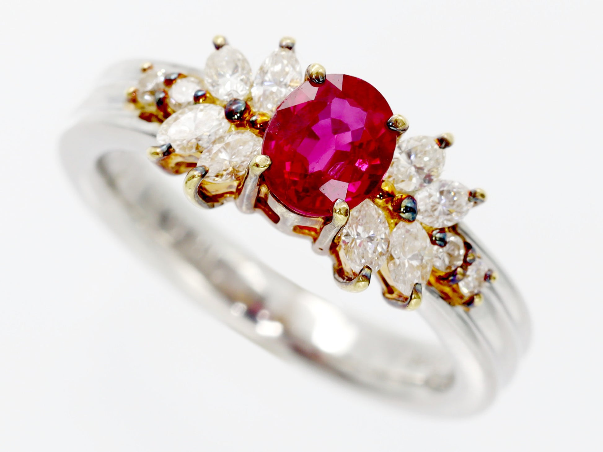 R0.34ct D0.63ct Pt900/K18 5.0g Ring 