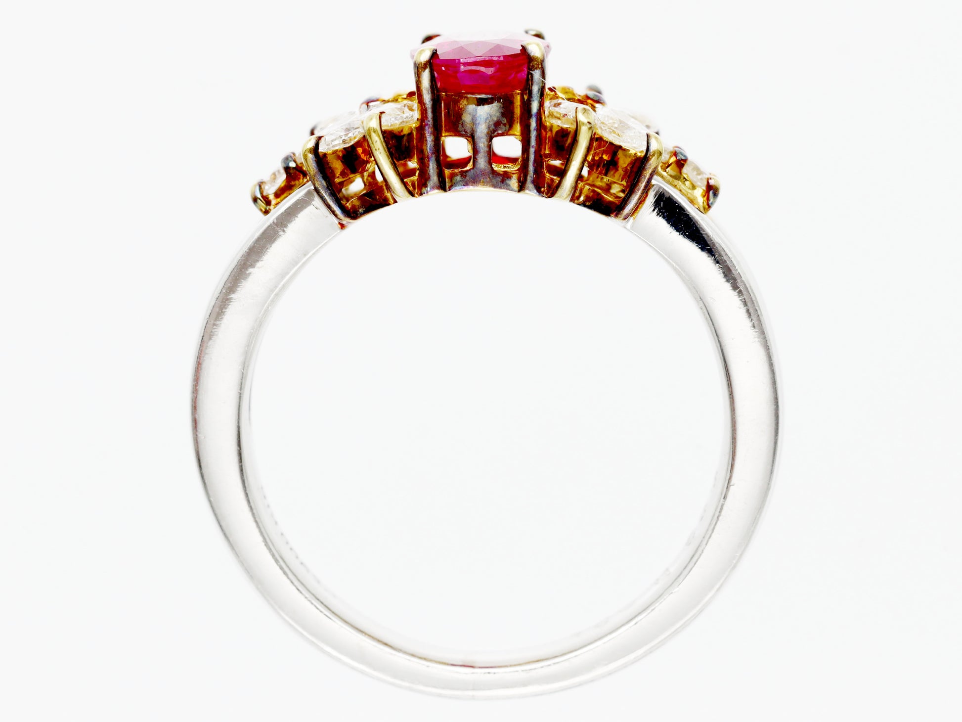 R0.34ct D0.63ct Pt900/K18 5.0g Ring 