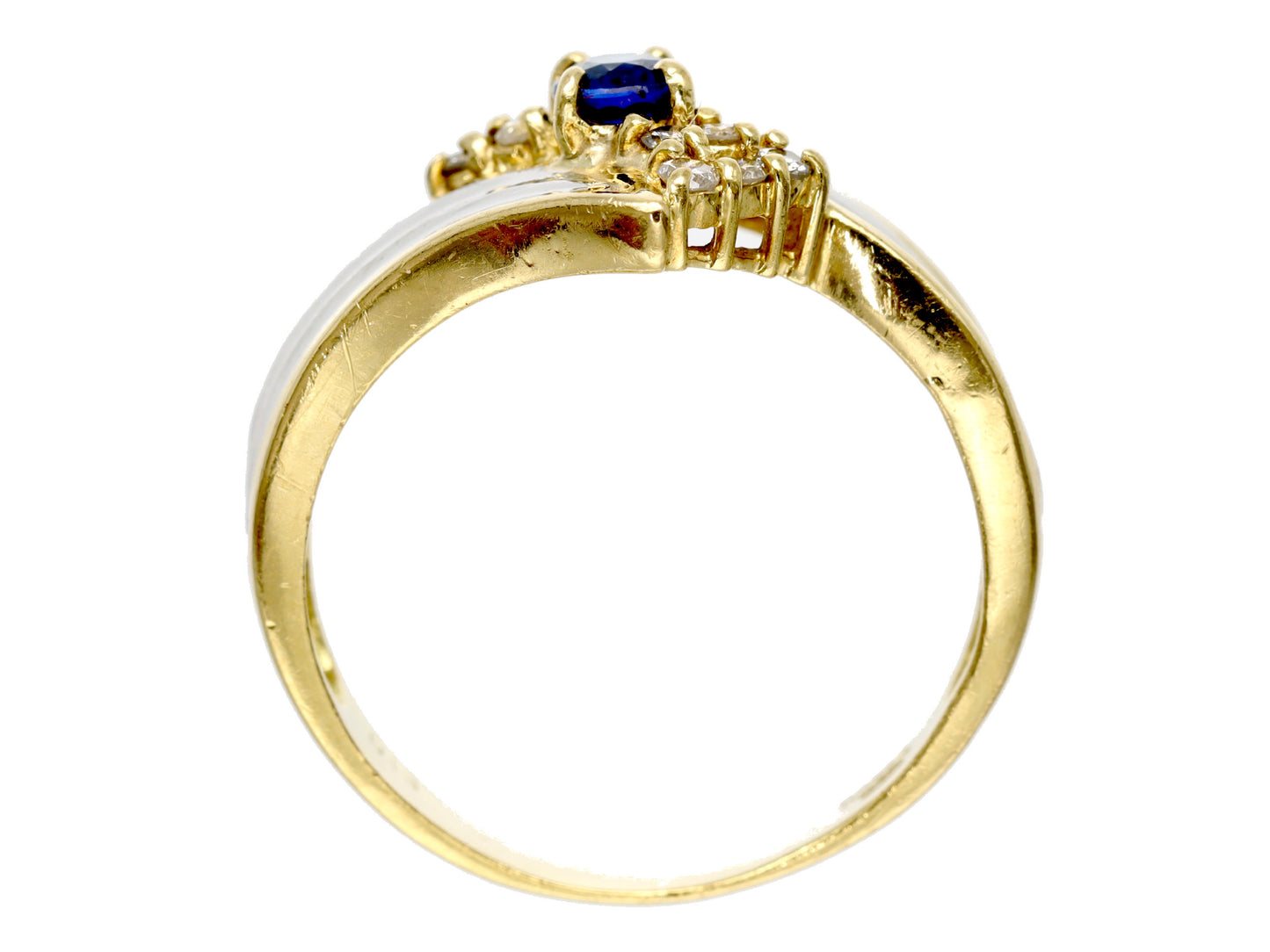 Sapphire Diamond 013 Engraved K18/Pt900 3.4g Ring 