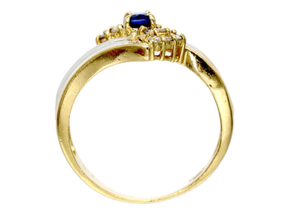 Sapphire Diamond 013 Engraved K18/Pt900 3.4g Ring 