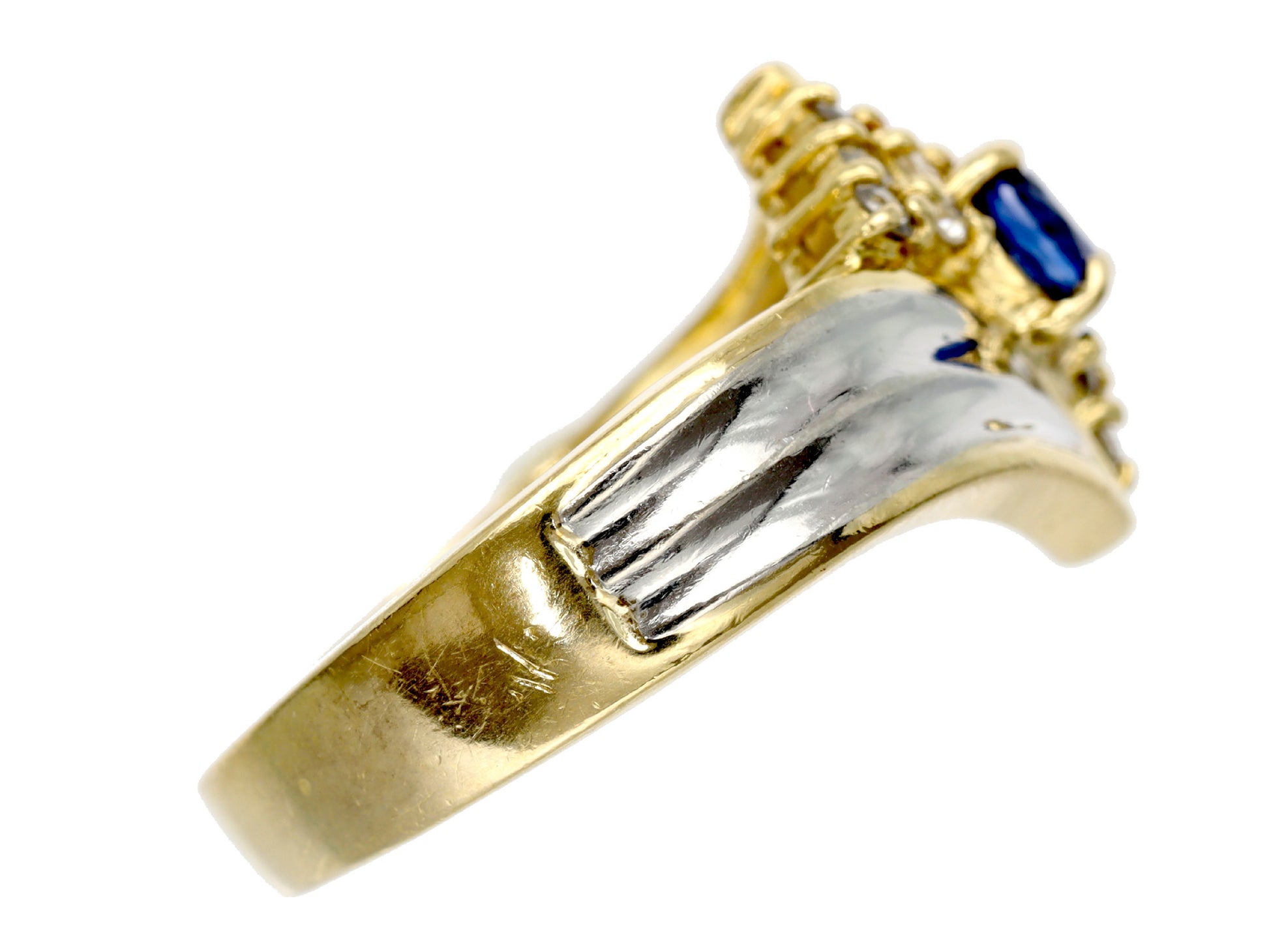 Sapphire Diamond 013 Engraved K18/Pt900 3.4g Ring 