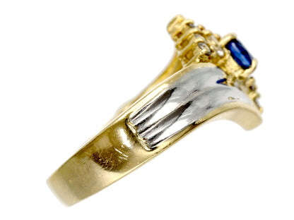 Sapphire Diamond 013 Engraved K18/Pt900 3.4g Ring 