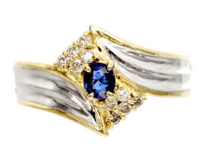 Sapphire Diamond 013 Engraved K18/Pt900 3.4g Ring 