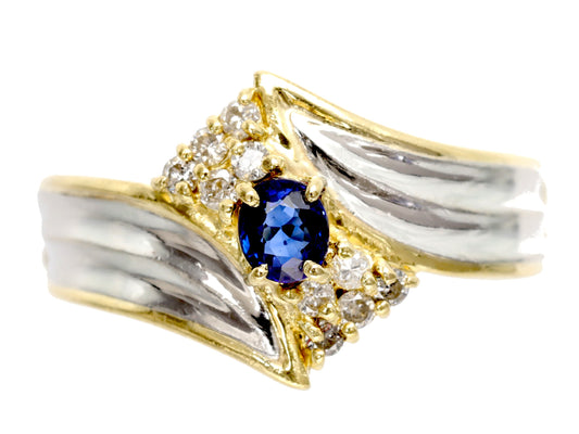Sapphire Diamond 013 Engraved K18/Pt900 3.4g Ring 