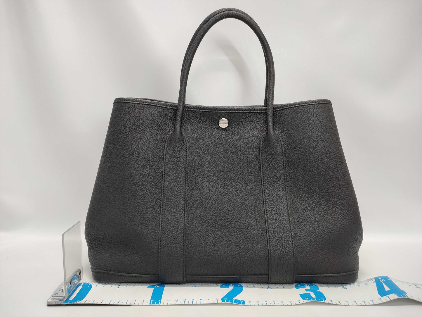 HERMES Garden Party 36 Black Y Stamp Handbag