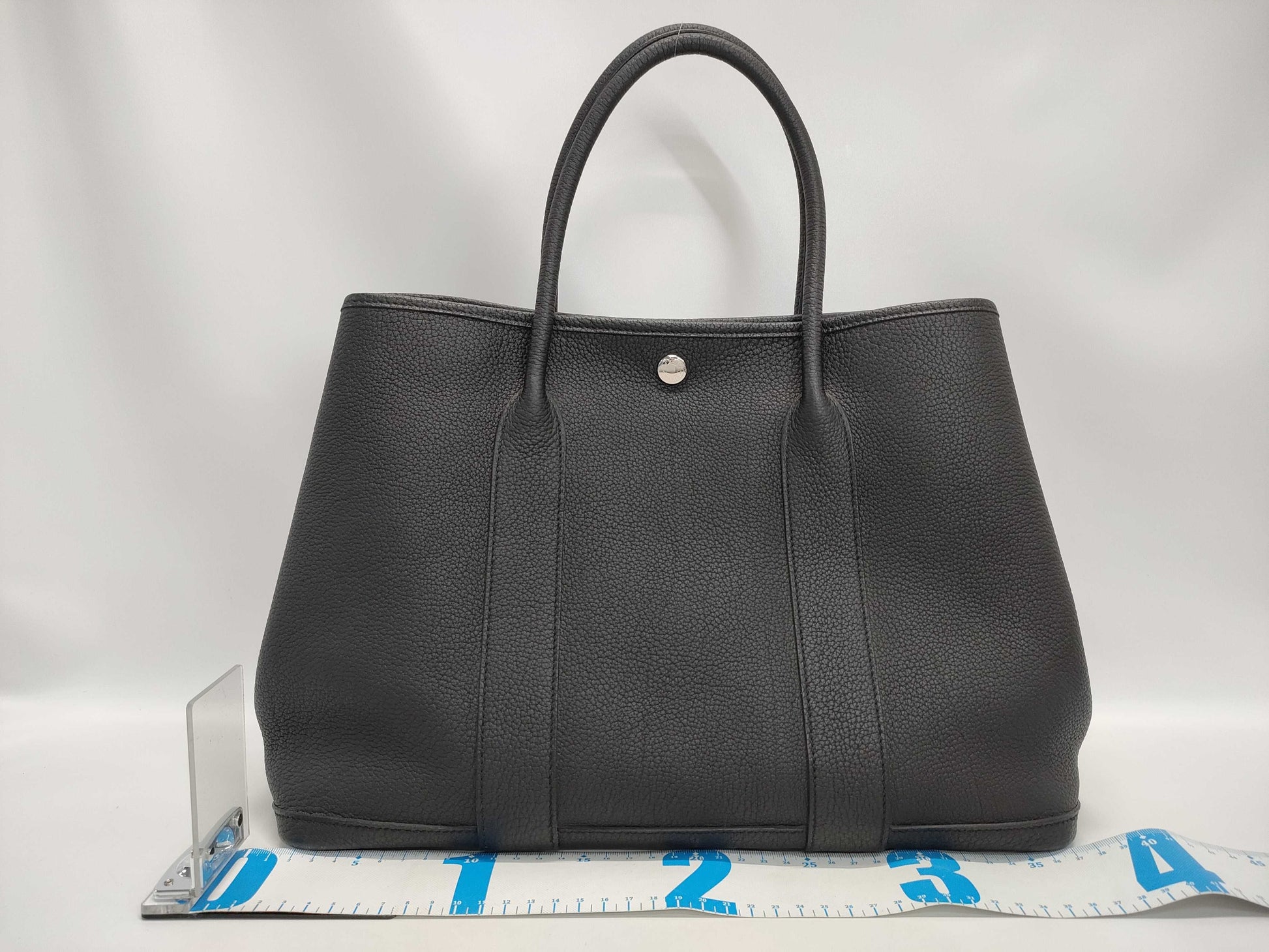 HERMES Garden Party 36 Black Y Stamp Handbag