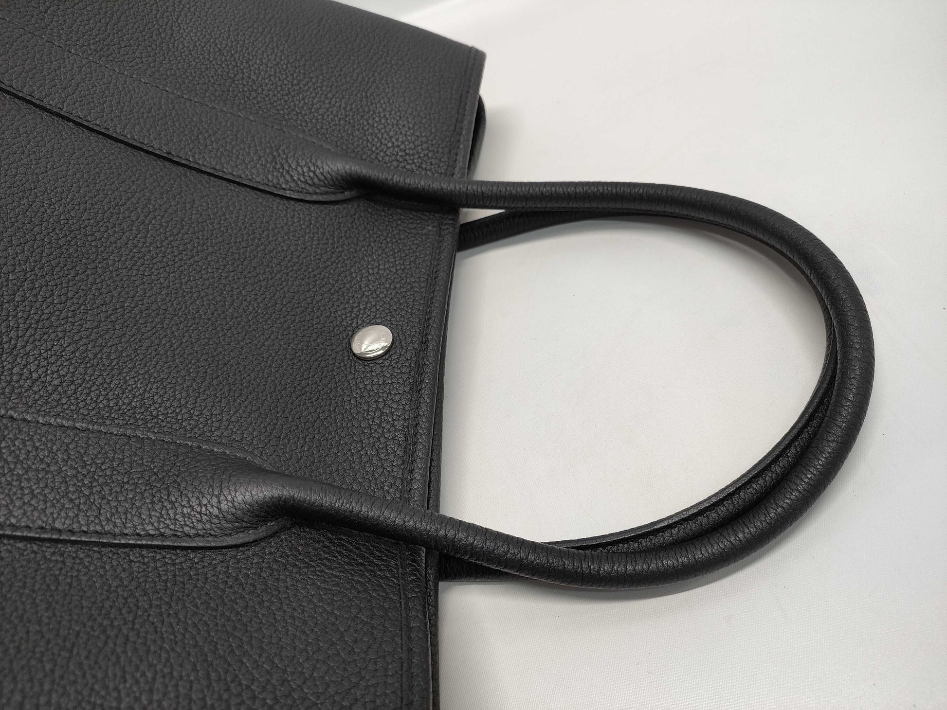 HERMES Garden Party 36 Black Y Stamp Handbag