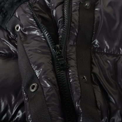 PRADA Down Jacket Size 40 Black 29C161 Logo Belt Removable Hood Jacket