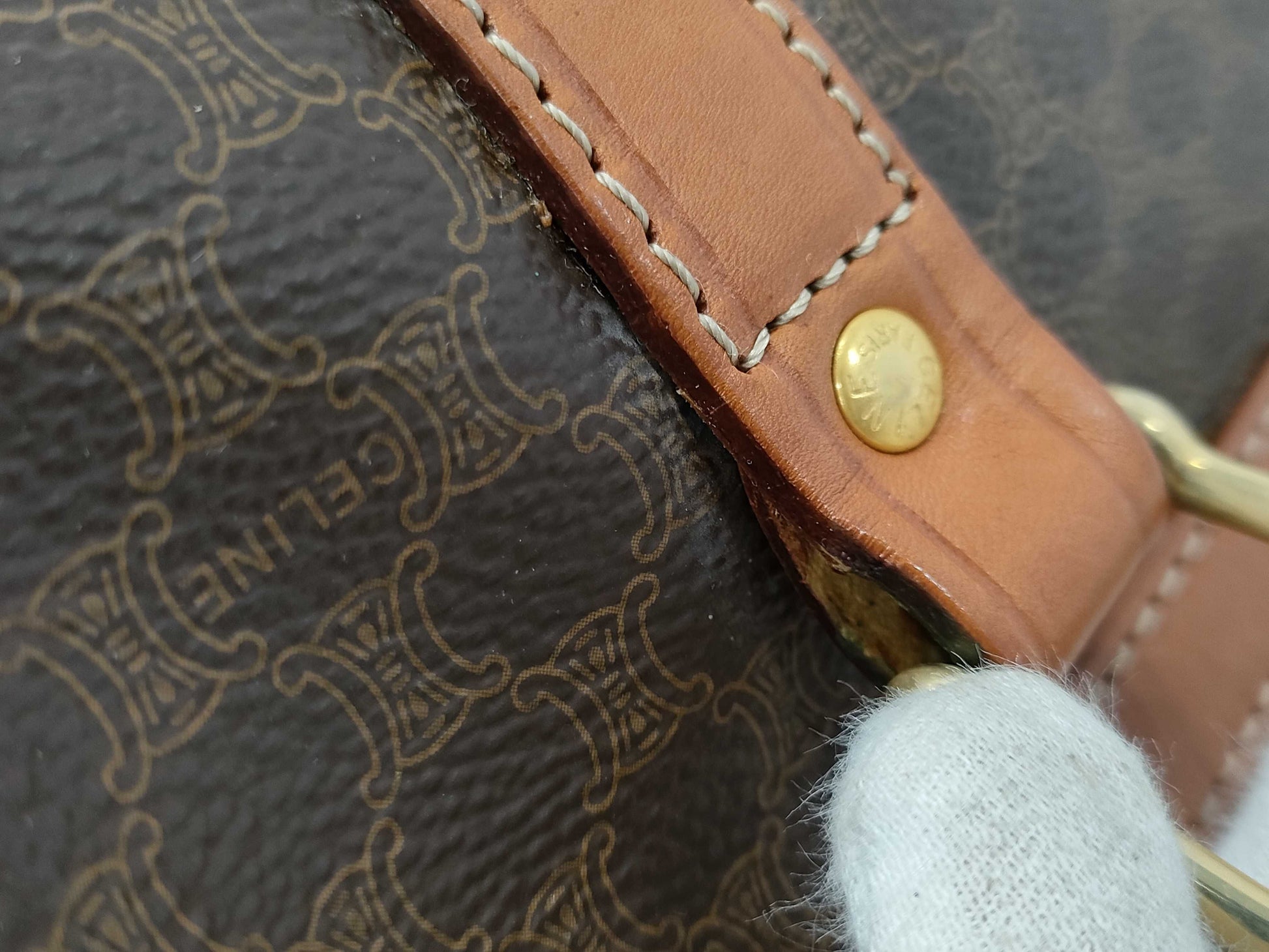 CELINE Triomphe Macadam Boston Bag