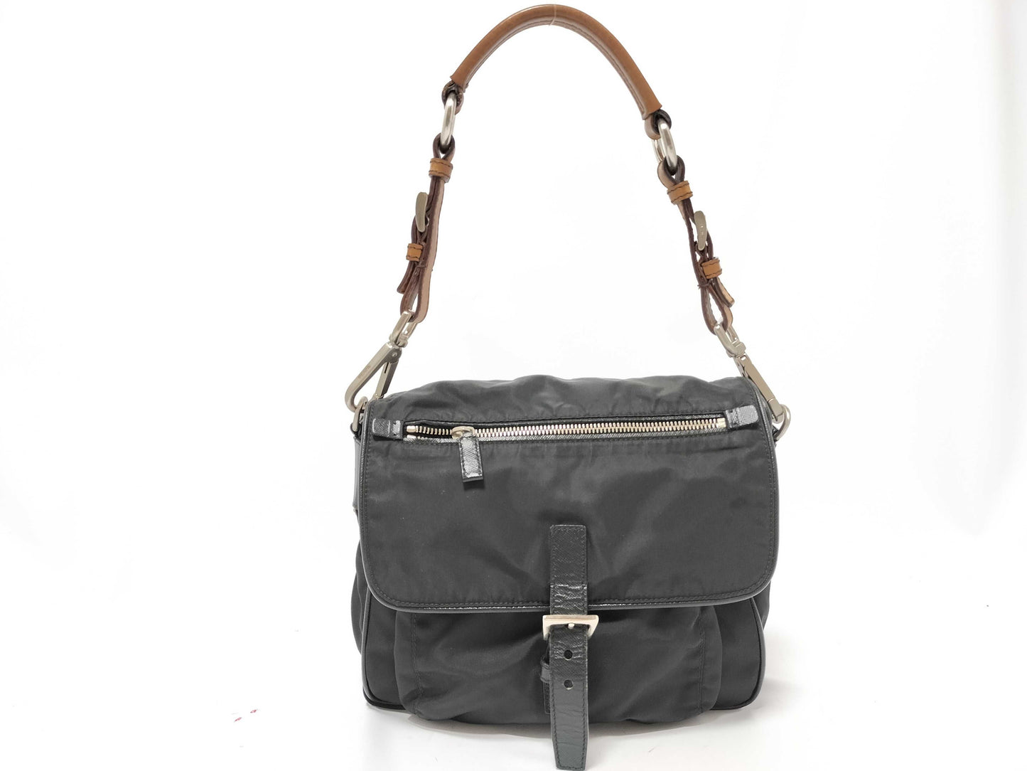 PRADA nylon handbag, black.