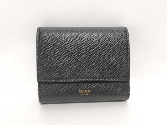 CELINE Tri-fold Wallet Black Bag Box Wallet