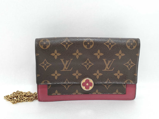 LOUIS VUITTON Monogram Portefeuille Flore Chain Fuchsia Chain Wallet M67404 Shoulder Bag