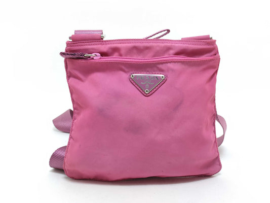 PRADA Nylon PRADA Prada Triangle Logo Shoulder Bag Pink Shoulder Bag