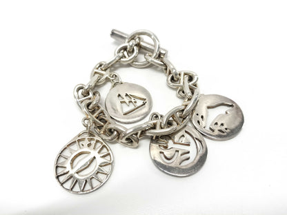 HERMES Chaine d'Ancre Margiela-era charm bracelet, cursive, 925 sterling silver, 16 links, bracelet/bangle