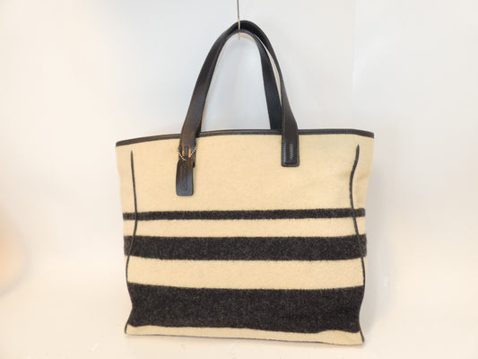 COACH Wool and Leather Shoulder Tote Bag
