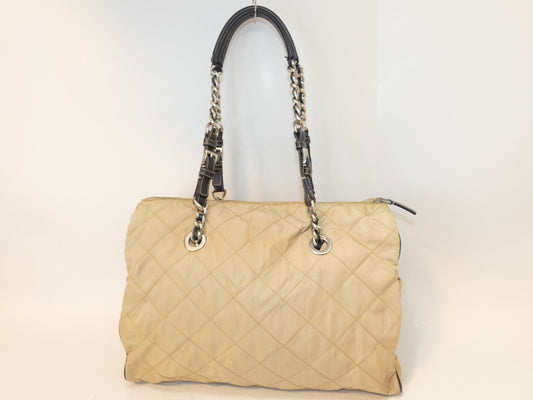 PRADA Quilted Nylon Saffiano Chain Shoulder Bag