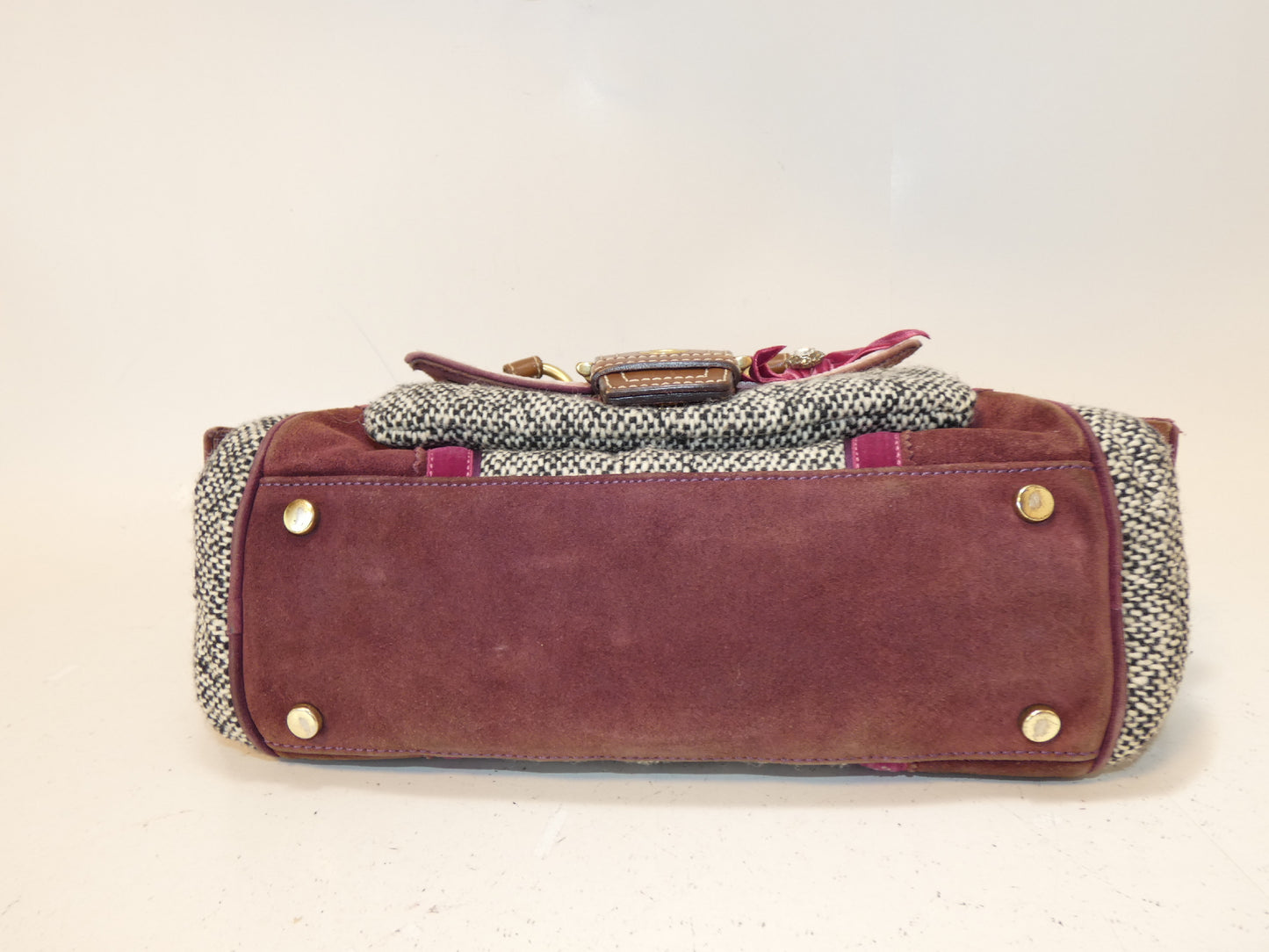 COACH Ribbon Belt Turnlock Mixed Material Hand Boston Bag