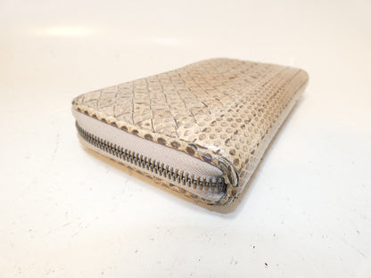 BOTTEGA VENETA Python Intrecciato Round Zip Long Wallet