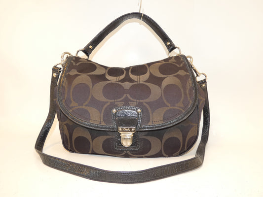 COACH 2-way Signature Canvas Black Shoulder Bag