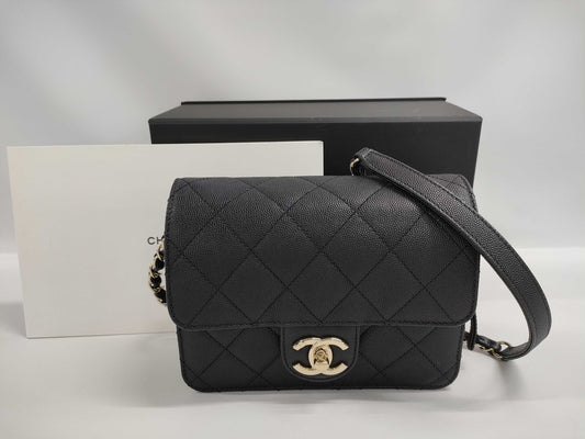 CHANEL CHANEL Chain Shoulder Bag Mini Matelasse Caviar Skin Random Plate UGOLA61H Box Shoulder Bag