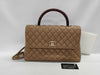 CHANEL CHANEL Handbag Large Top Handle Flap Bag / Coco Handle / Matelassé Grained Calfskin x Lizard with Matte Gold Hardware Shoulder Bag
