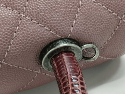 CHANEL CHANEL Handbag Large Top Handle Flap Bag / Coco Handle / Matelasse Pink Purple x Bordeaux Vintage Silver Hardware Handbag