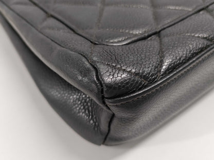 CHANEL CHANEL Matelasse Shoulder Bag in Black Caviar Leather with Chain Shoulder and Gold Hardware