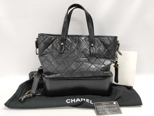 CHANEL CHANEL Handbag Gabrielle de Chanel Aged Calfskin x Calfskin Vintage Silver and Gold Hardware Tote Bag