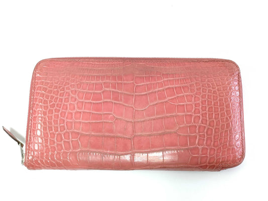 HERMES HERMES Azap Long Wallet, Pink, Matte Alligator Leather, N Stamp
