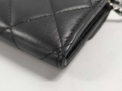 CHANEL Classic Mini Chain Wallet Matelasse AP0238 Lambskin Black Wallet
