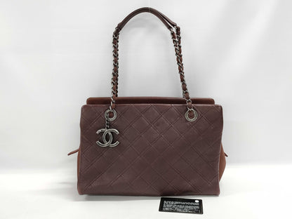 CHANEL CHANEL Shoulder Bag Bordeaux Calfskin with Vintage Silver Hardware