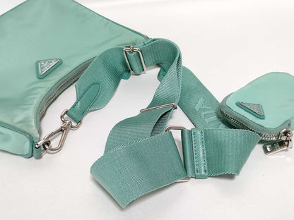 PRADA Nylon Prada Shoulder Bag Light Green Nylon Shoulder Bag