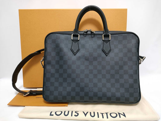 LOUIS VUITTON Damier Dandy Briefcase N63298 Damier Cobalt Canvas Business Bag
