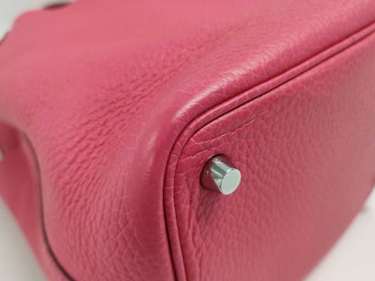 HERMES Picotin 18 A engraved pink silver handbag
