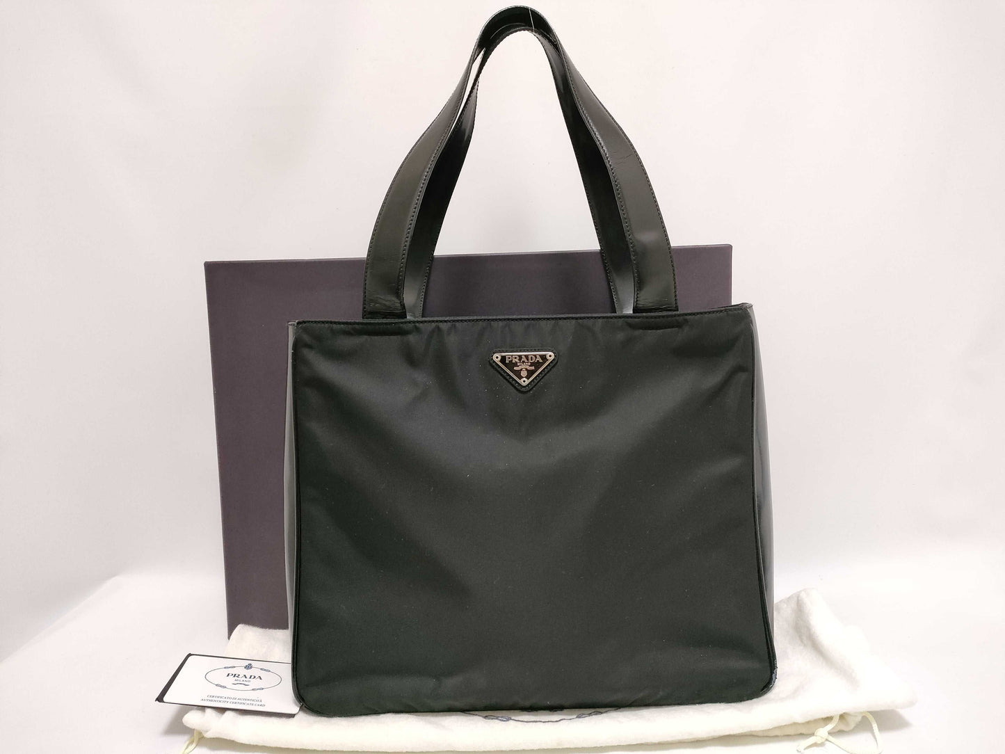 PRADA Nylon PRADA Prada Nylon x Enamel Handbag Black Handbag