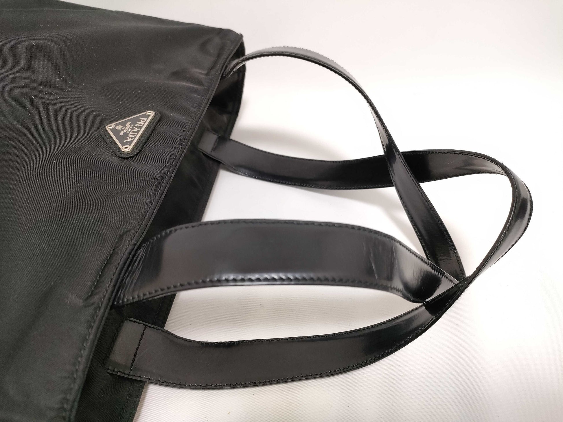 PRADA Nylon PRADA Prada Nylon x Enamel Handbag Black Handbag