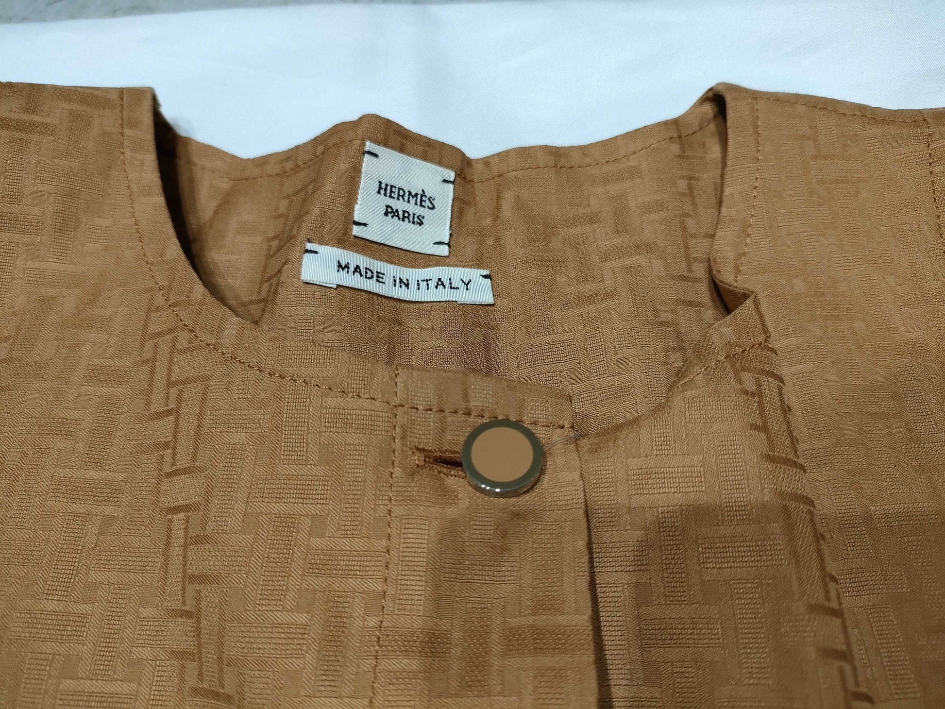 HERMES Bohemian Mosaic Short Dress, Light Brown