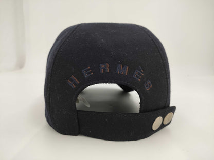 HERMES Cashmere Serie Button Cap Black #60 Other Accessories